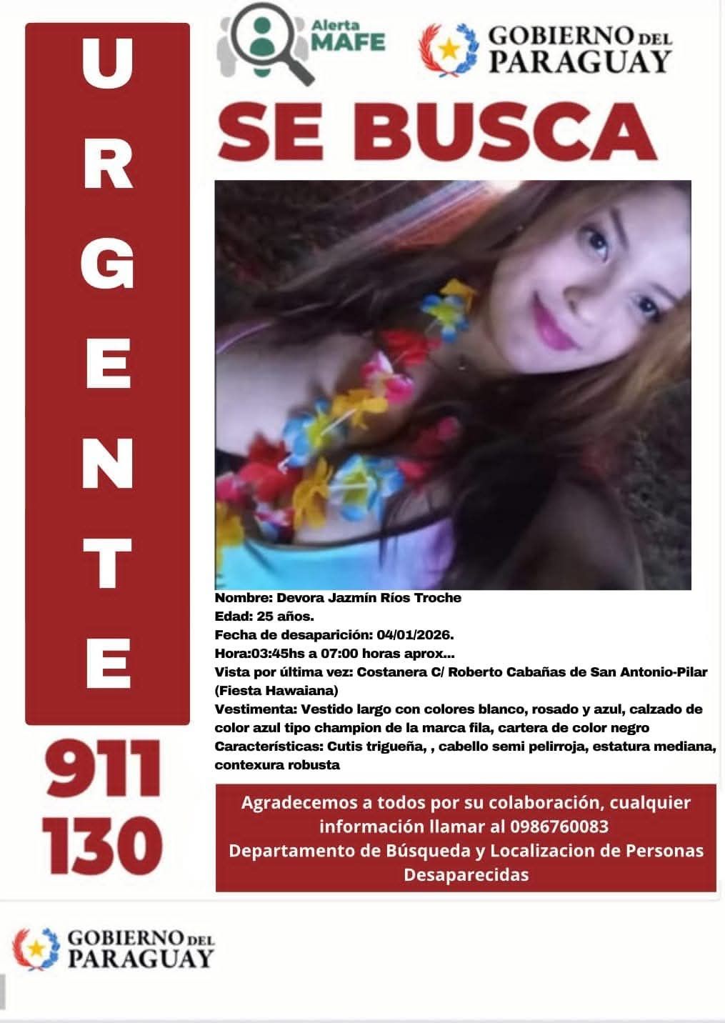 Denuncia por supuesto hecho de desaparición de persona