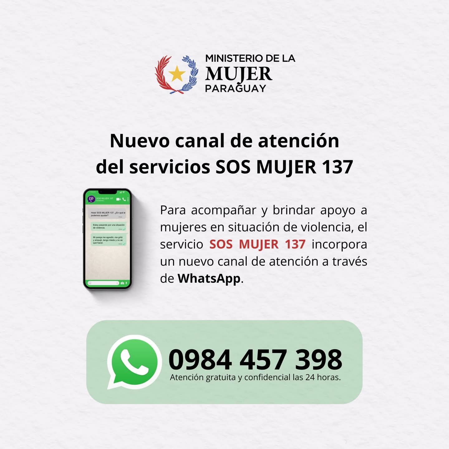 Nuevo canal de atención del servicio SOS Mujer – Línea 137